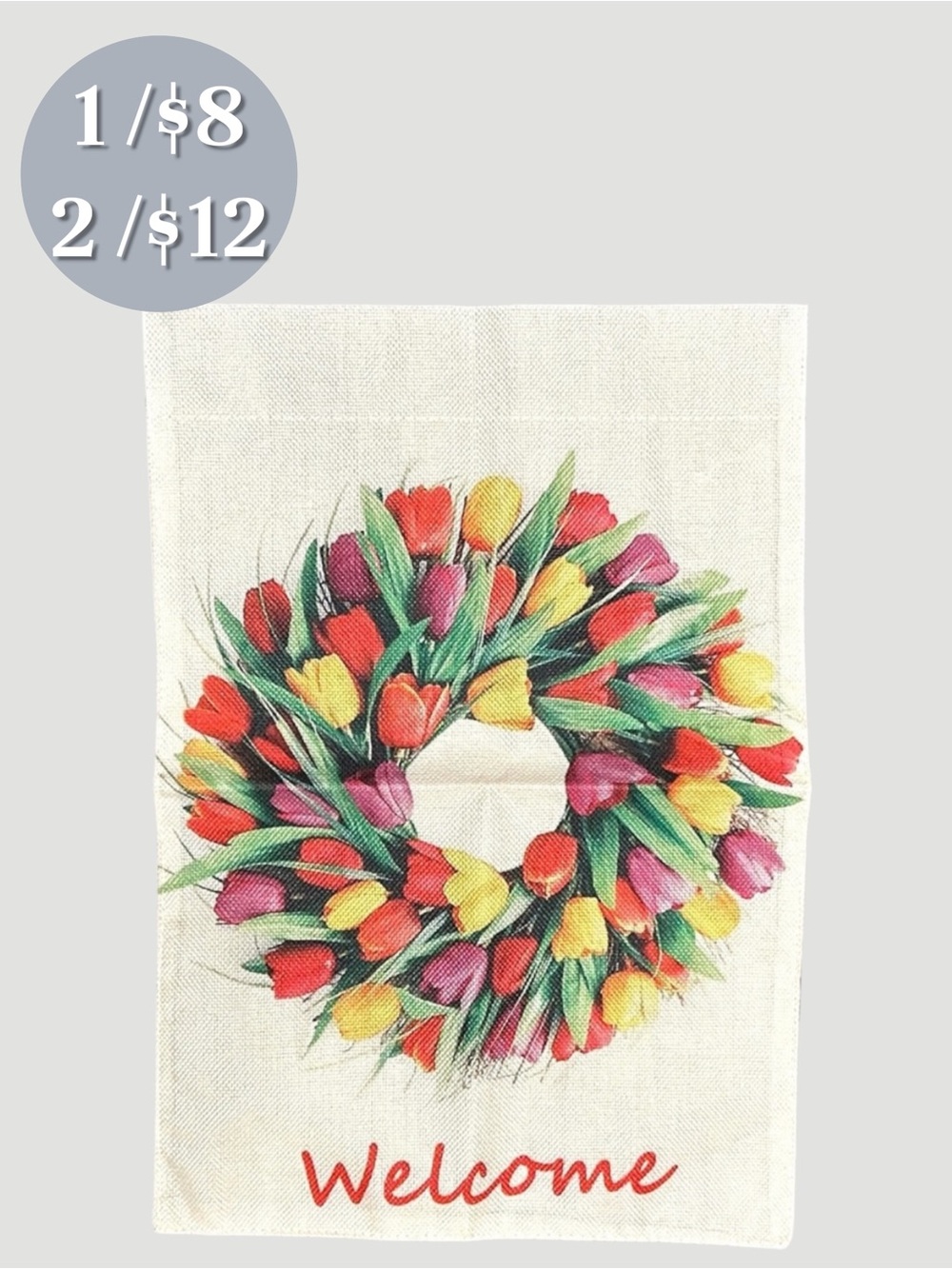 🪅 🆕 Tulip Wreath Garden Flag - Welcome NWT
